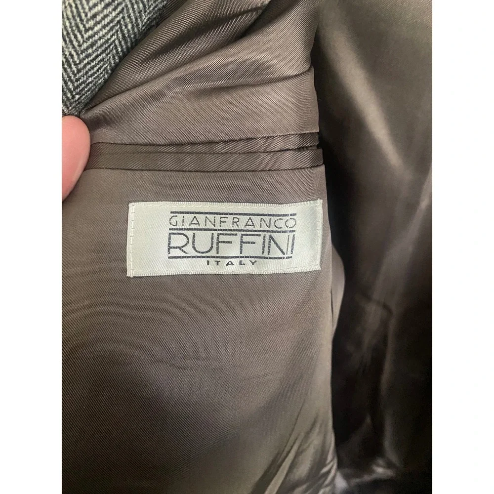 Gianfranco Ruffini Italy Mens L44 Camel‎ Hair Blend Herringbone Blazer Jacket